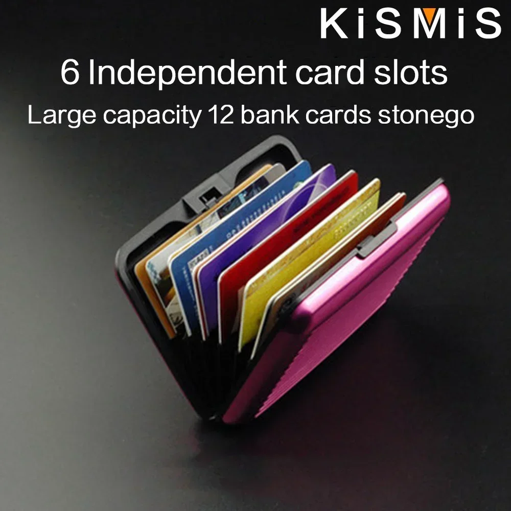 RFID Blocking Aluminum Card Case - Credit Card Protector, Business Card Holder, Metal ID Organizer Wallet, 6 Slots for Women,Men