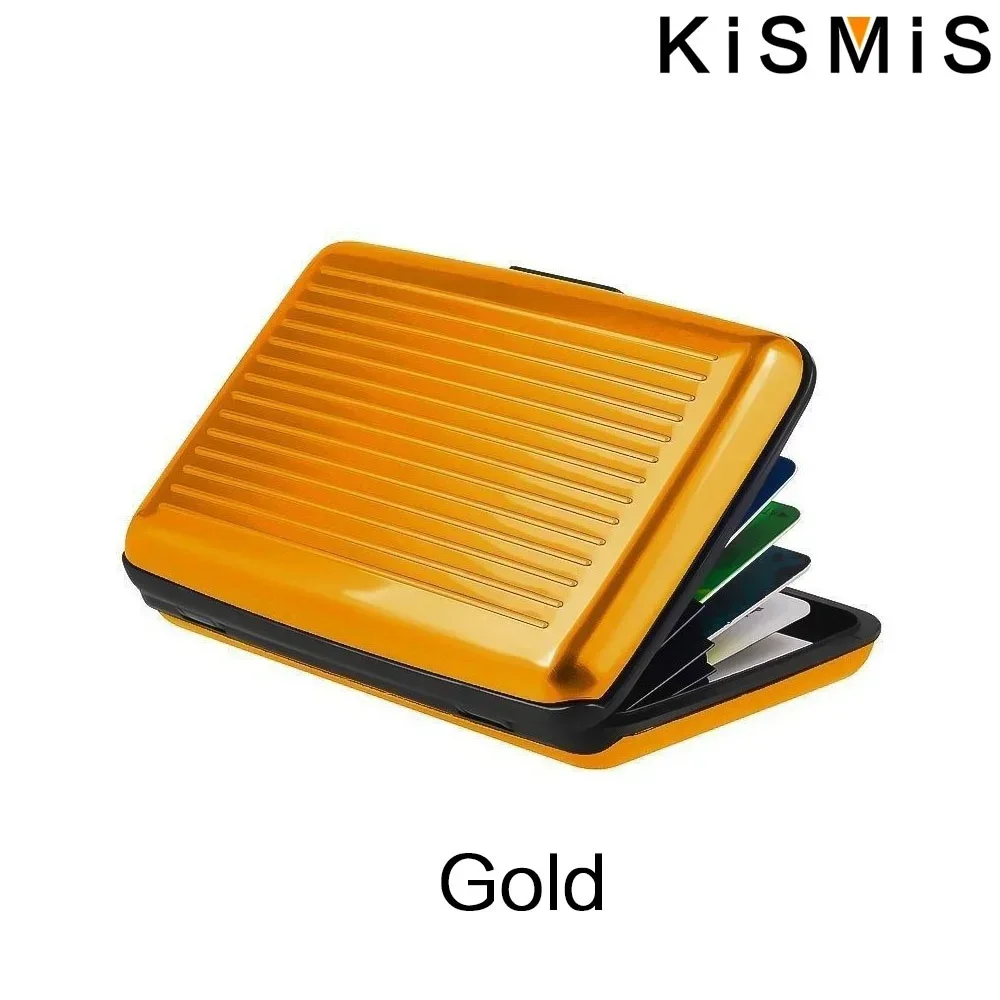 RFID Blocking Aluminum Card Case - Credit Card Protector, Business Card Holder, Metal ID Organizer Wallet, 6 Slots for Women,Men