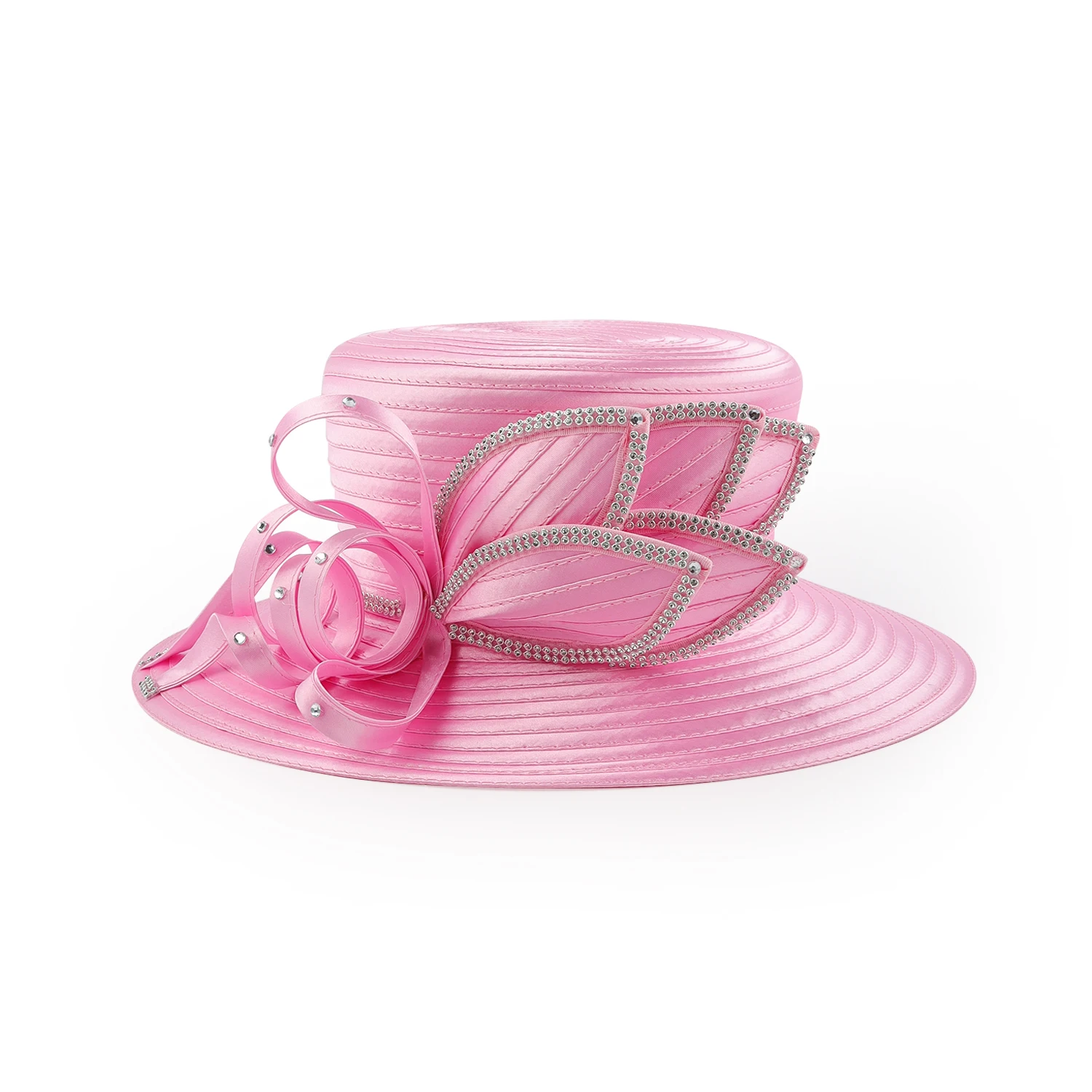 Unique Design Women Satin Cloth Church Hat Elegant Wedding Photography Top Hat Female Banquet Fancy Fascinator Formal Hat Female