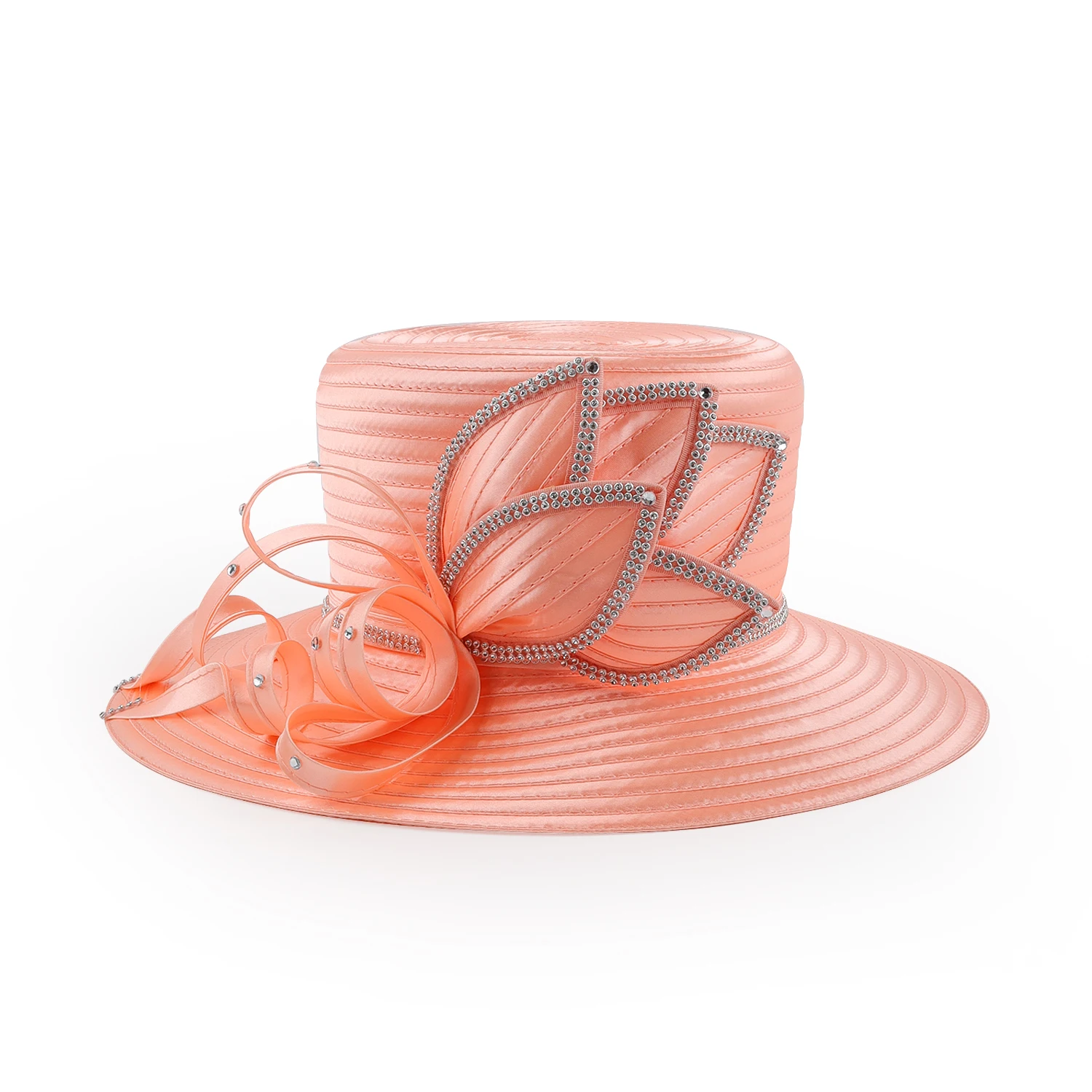 Unique Design Women Satin Cloth Church Hat Elegant Wedding Photography Top Hat Female Banquet Fancy Fascinator Formal Hat Female