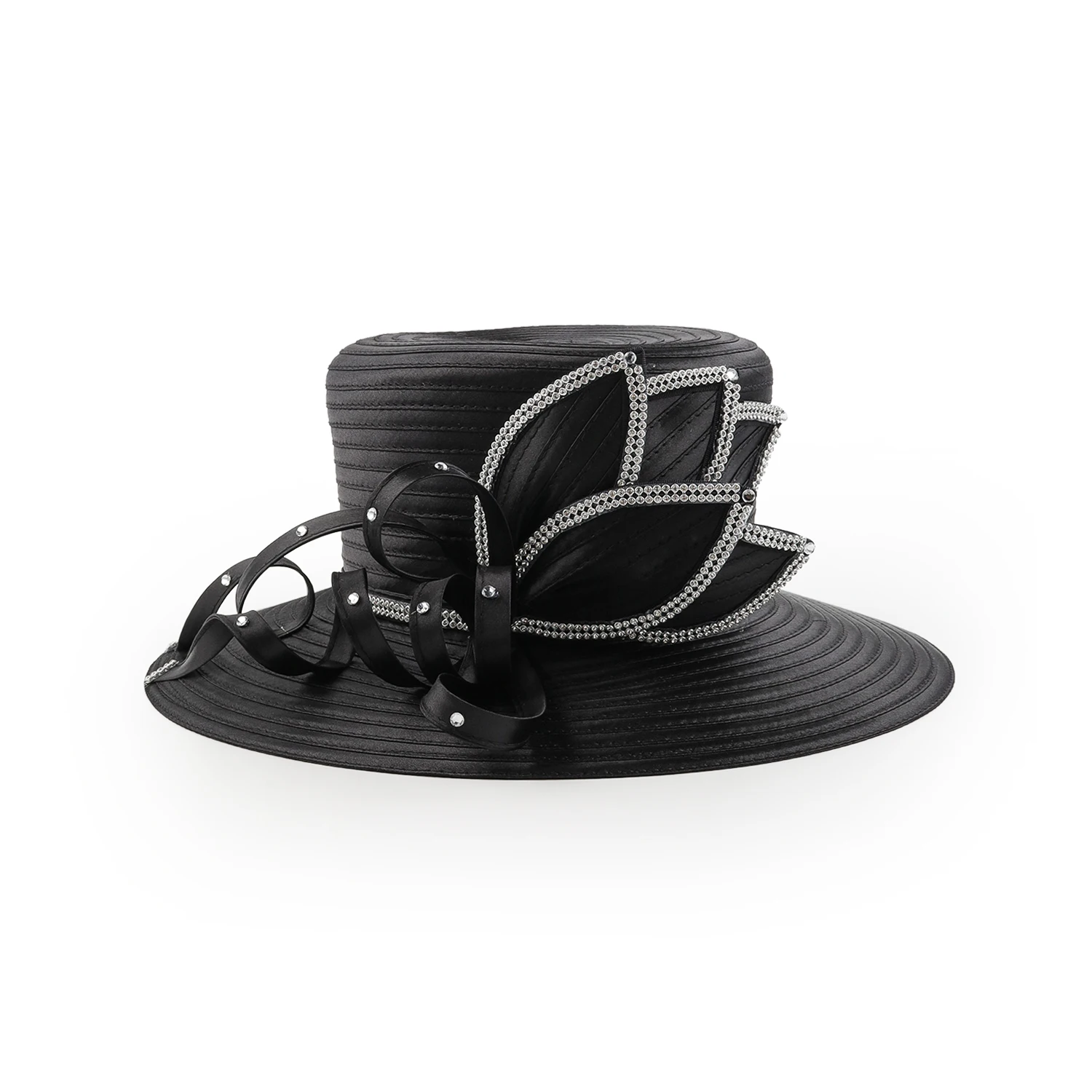 Unique Design Women Satin Cloth Church Hat Elegant Wedding Photography Top Hat Female Banquet Fancy Fascinator Formal Hat Female