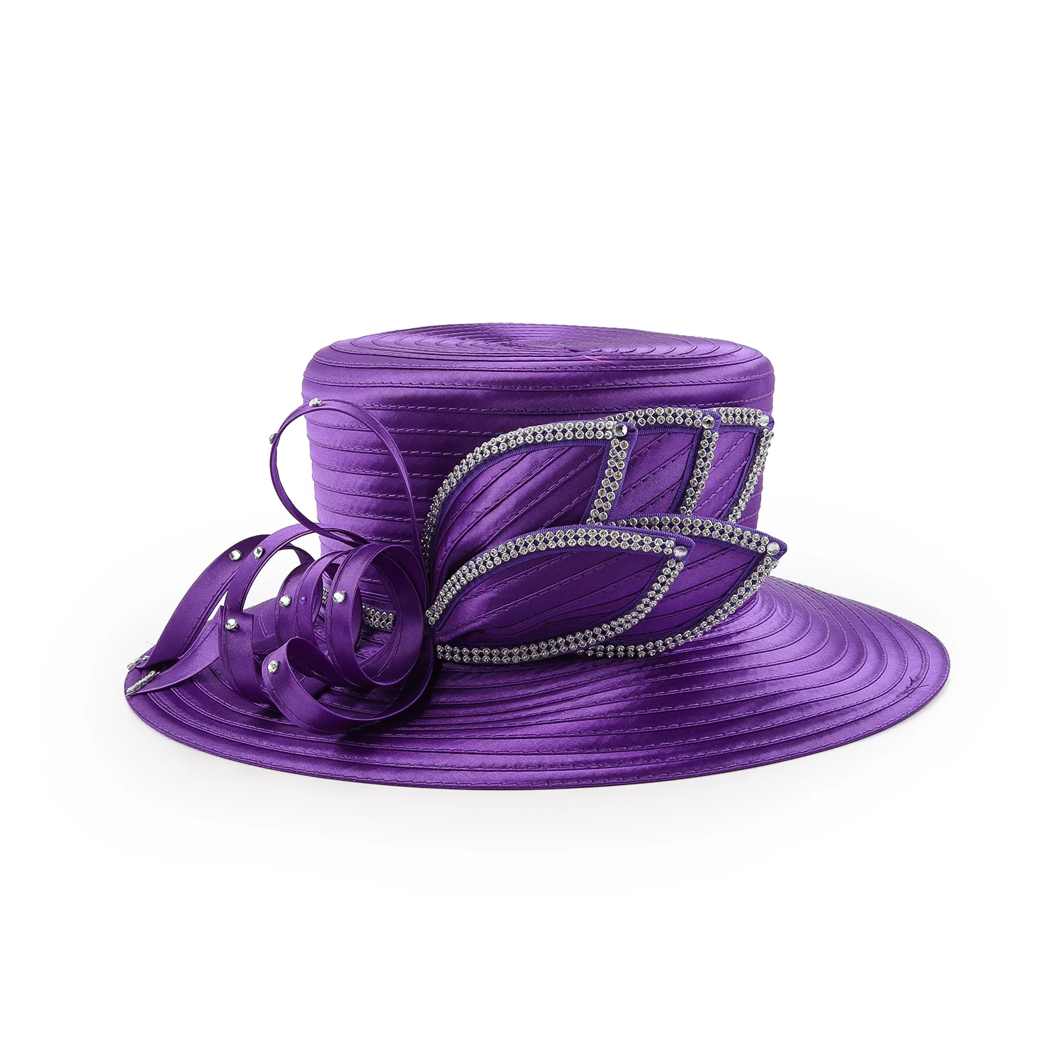 Unique Design Women Satin Cloth Church Hat Elegant Wedding Photography Top Hat Female Banquet Fancy Fascinator Formal Hat Female