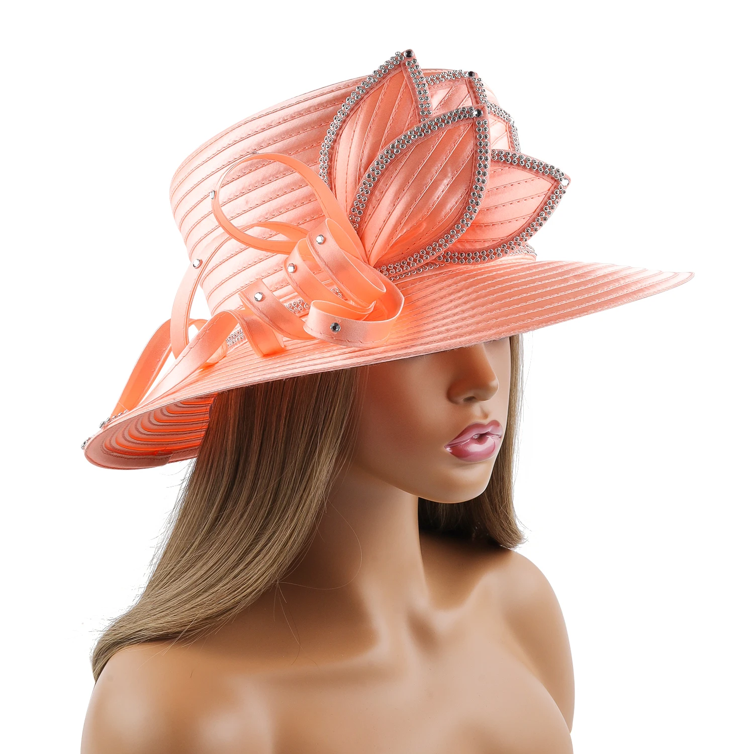 Unique Design Women Satin Cloth Church Hat Elegant Wedding Photography Top Hat Female Banquet Fancy Fascinator Formal Hat Female