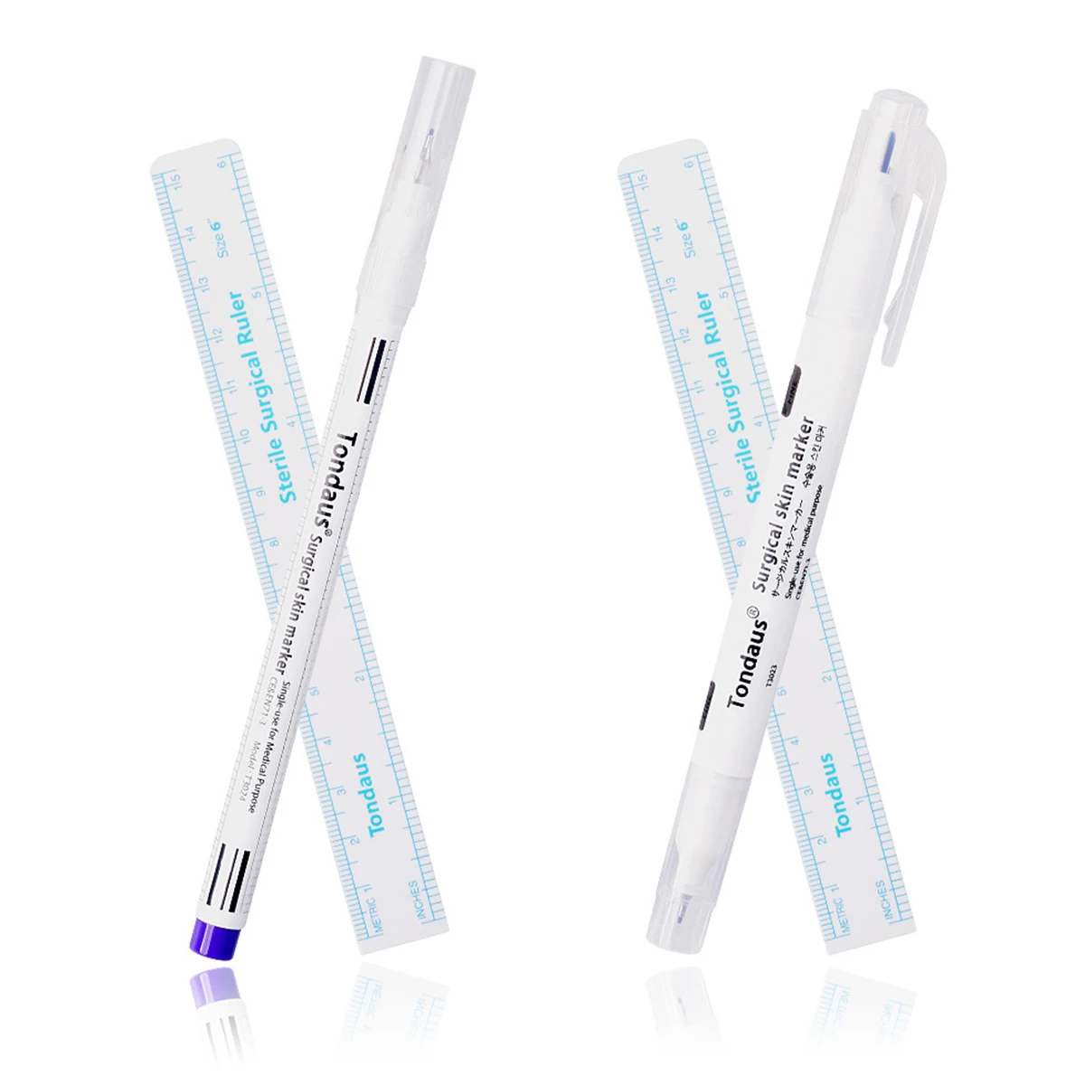 10Pcs Skin Marker Pen Kits Sterilized Package With Ruler Eyelash Extension Tool For Tattoo Piercing Scribe Skin Marker Pen