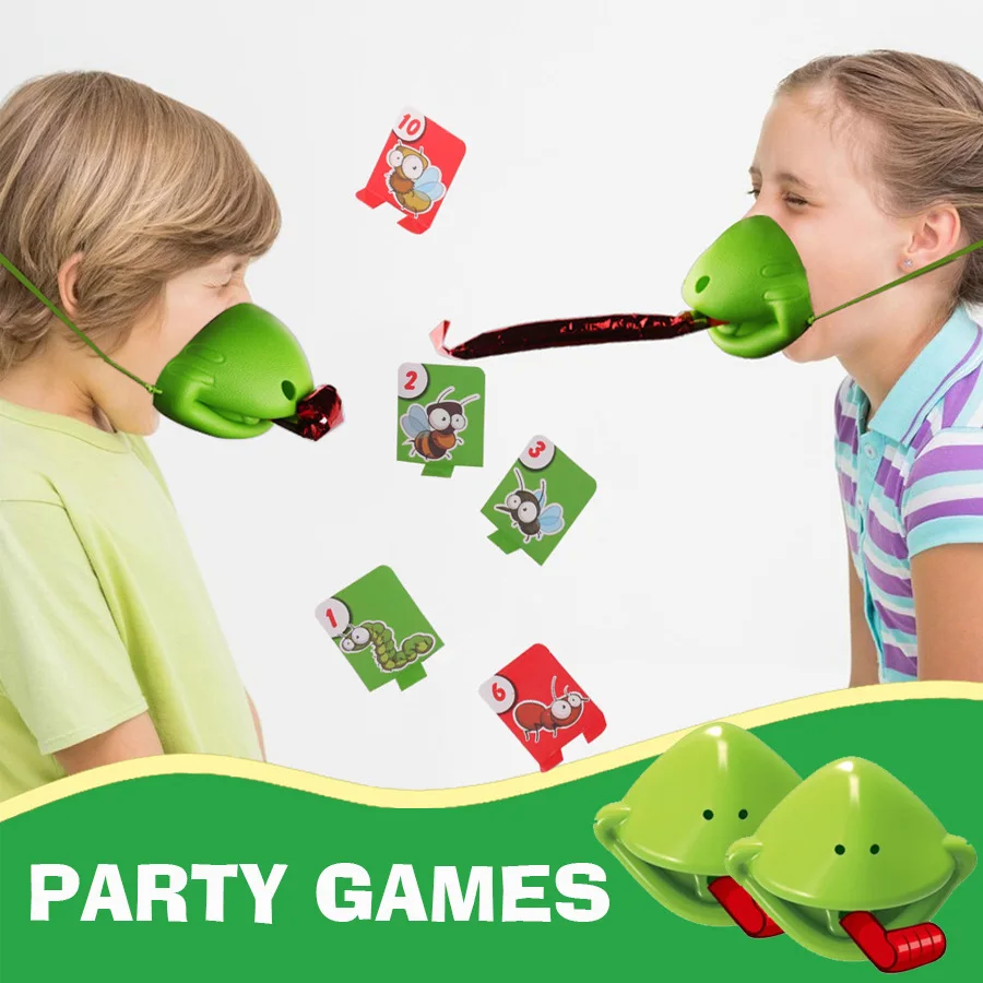 Frog Lizard Mask Wagging Tongue Lick Cards Board Games for Children Family Party Toys Antistress Funny Desktop Puzzle Game Toys