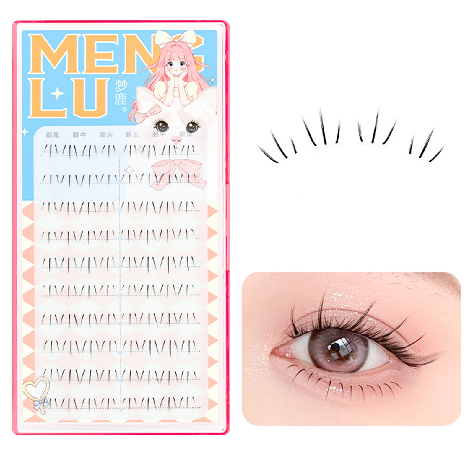 Individual Lashes 80 Clusters W-Shaped Lower Eyelashes 5/6mm Natural Lower Under Eyelash Easy Grafting Makeup Extensions