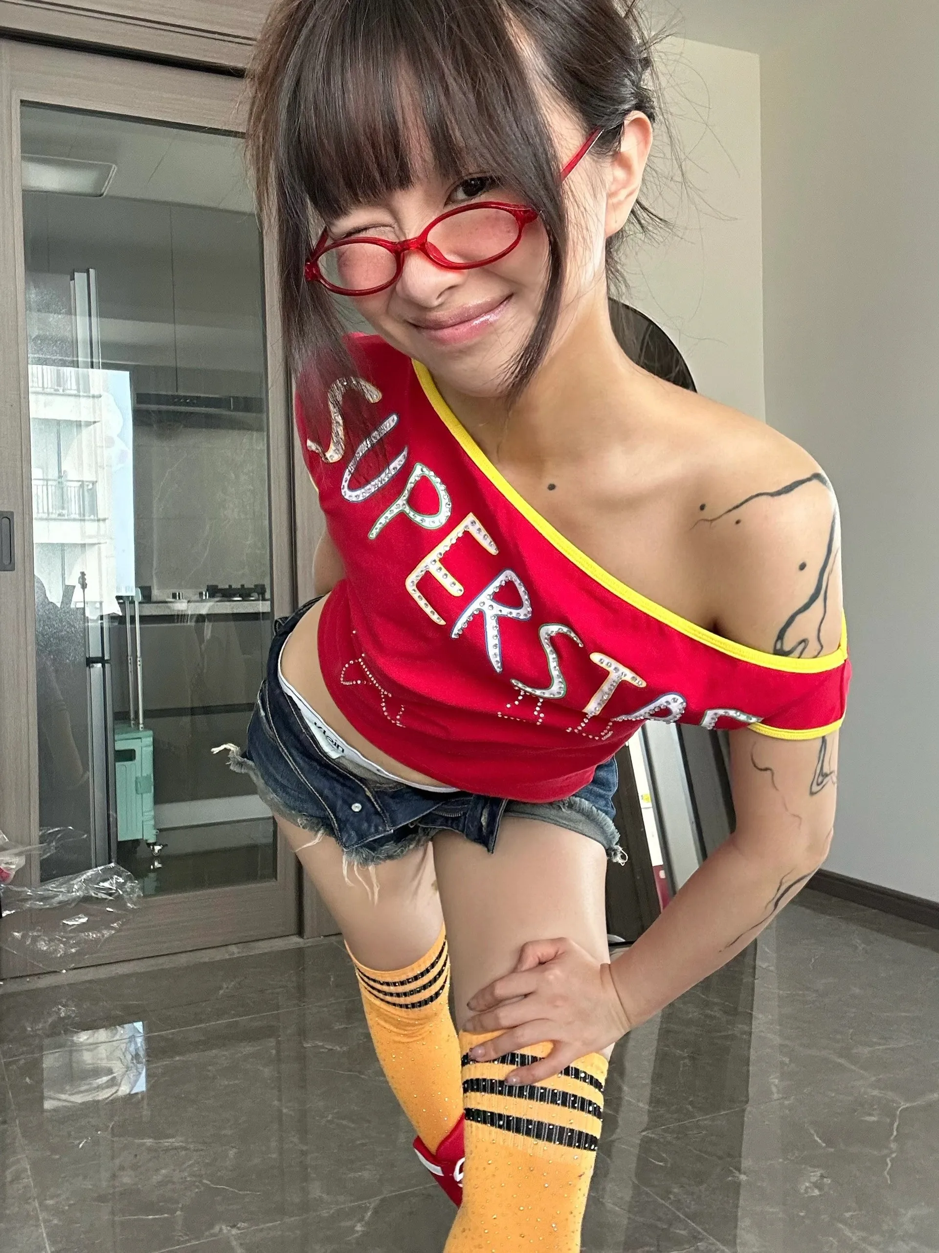 Karrram Japanese Y2k Off Shoulder T-shirt Trashy 2000s Letter Print Crop Top Vintage Harajuku Rhinestones T Shirt American Retro