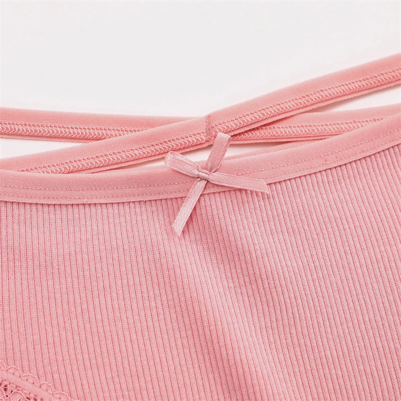 5PCS Women's Cotton Briefs Sexy Lace Underpant Hollow Brazilian Panties Comfortable Underwear Lingerie S-XL Solid Color Lingerie
