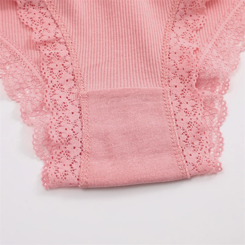 5PCS Women's Cotton Briefs Sexy Lace Underpant Hollow Brazilian Panties Comfortable Underwear Lingerie S-XL Solid Color Lingerie