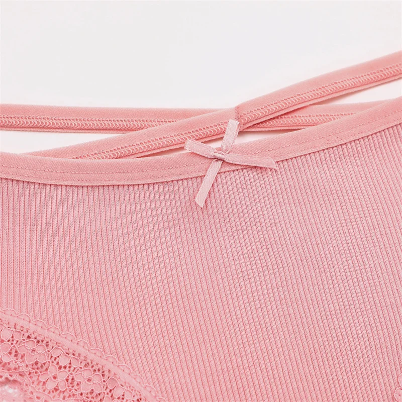 5PCS Women's Cotton Briefs Sexy Lace Underpant Hollow Brazilian Panties Comfortable Underwear Lingerie S-XL Solid Color Lingerie