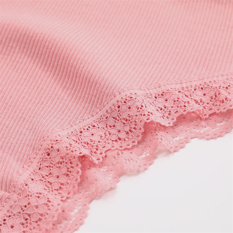 5PCS Women's Cotton Briefs Sexy Lace Underpant Hollow Brazilian Panties Comfortable Underwear Lingerie S-XL Solid Color Lingerie