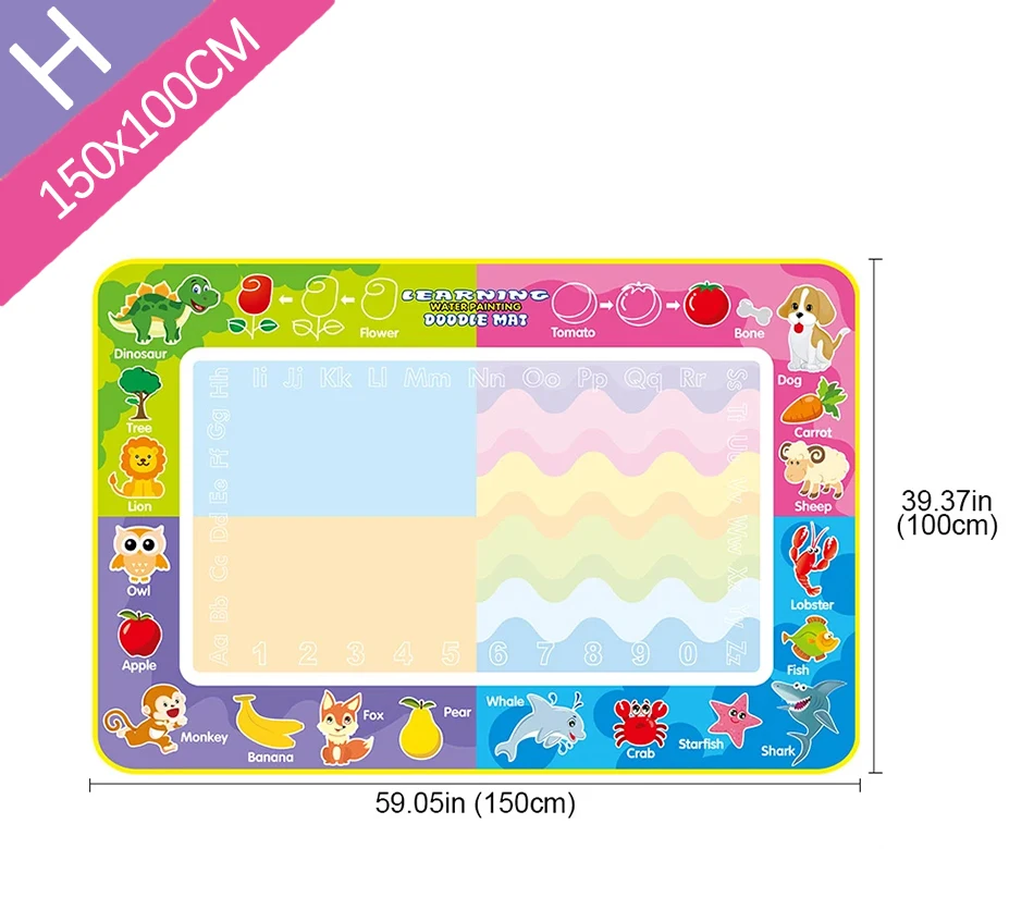 Coolplay Water Doodle Mat Coloring Drawing Mat with Reusable Magic Pens Montessori Painting Board Educational Toys Kids Gifts