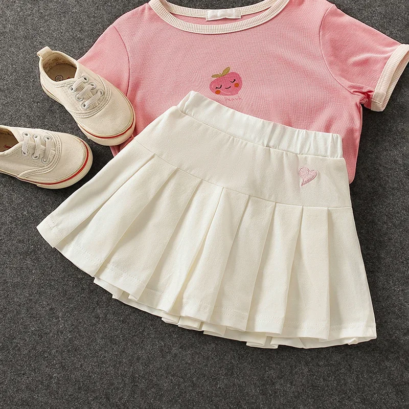 Girls' New All-Match Pleated Culottes Medium And Small Children'S Summer Skirt With Inner Safety Pants Student Uniform Skirts