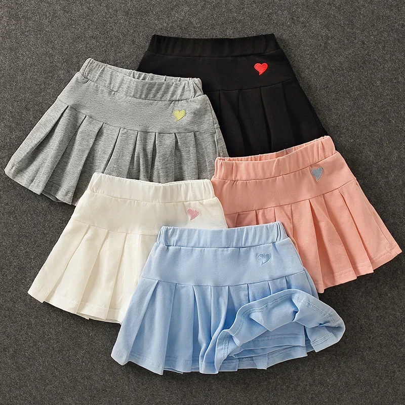 Girls' New All-Match Pleated Culottes Medium And Small Children'S Summer Skirt With Inner Safety Pants Student Uniform Skirts