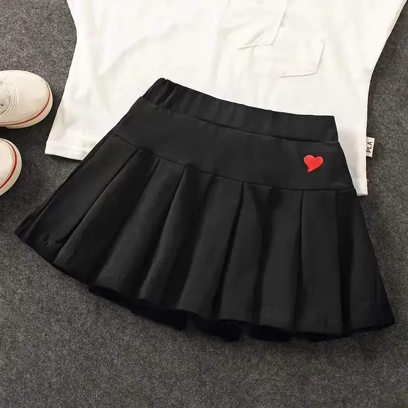 Girls' New All-Match Pleated Culottes Medium And Small Children'S Summer Skirt With Inner Safety Pants Student Uniform Skirts