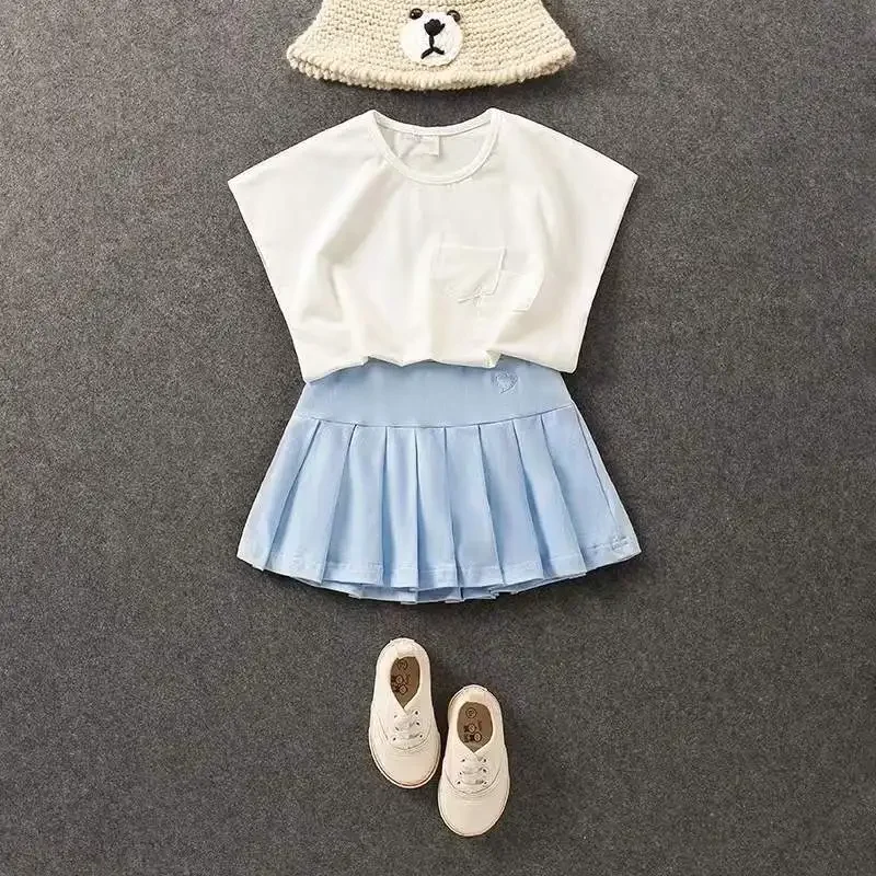 Girls' New All-Match Pleated Culottes Medium And Small Children'S Summer Skirt With Inner Safety Pants Student Uniform Skirts
