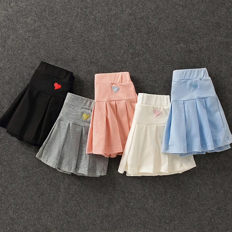 Girls' New All-Match Pleated Culottes Medium And Small Children'S Summer Skirt With Inner Safety Pants Student Uniform Skirts