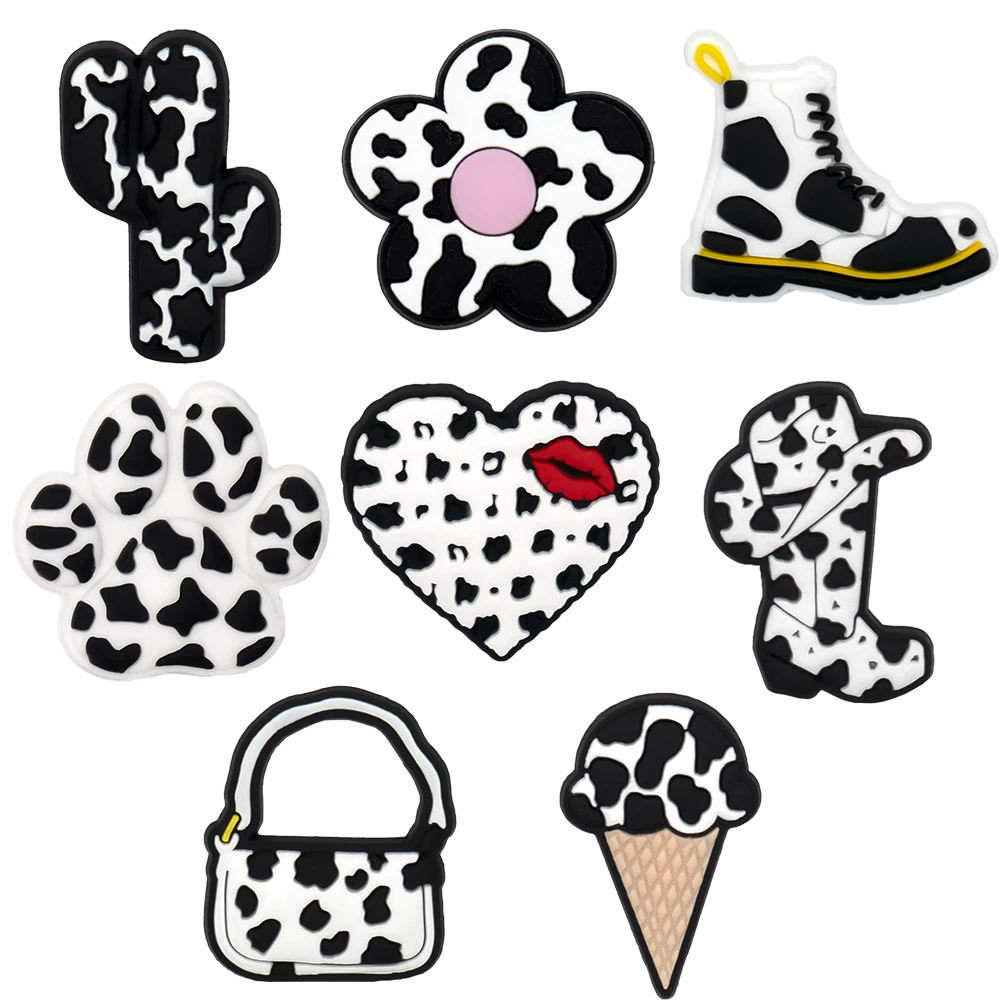 1/23PCS Leopard Print Shoe Charms Cute Heart Cow Lipstick Shoe Accessories for Women Sneaker Clog Buckle Pin Shoe Decorations