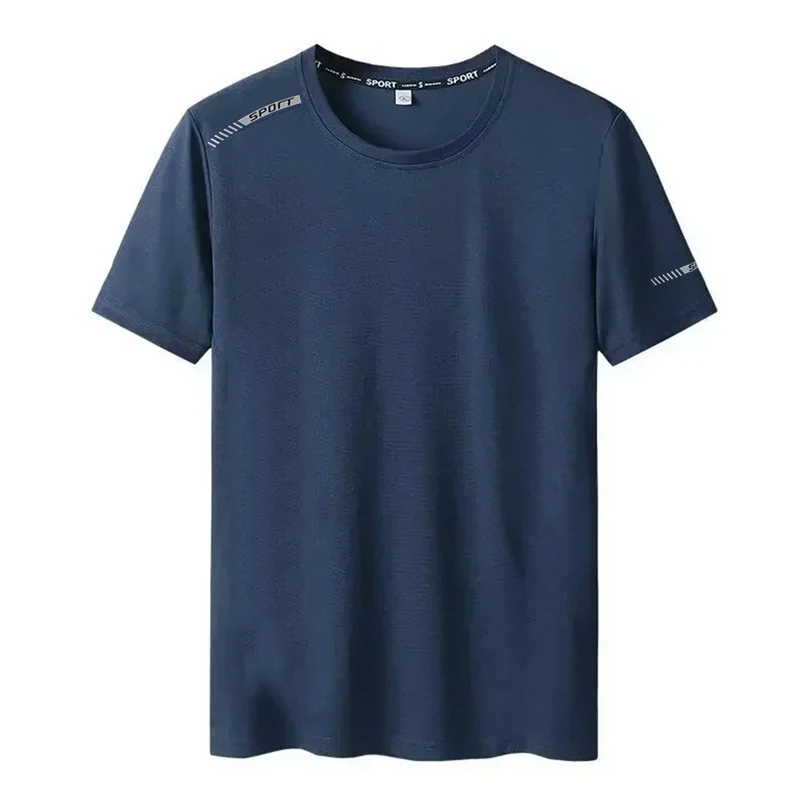 Summer T-shirt Men's 6XL7XL Large Size Ice Silk Short-sleeved Outdoor Leisure Sports Breathable Quick-drying Running Fitness Top
