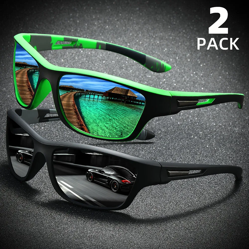 2pcs Polarized Wrap Around Sunglasses for Men and Women Fishing UV Protection Glasses Perfect for Outdoor Sports Travel Driving