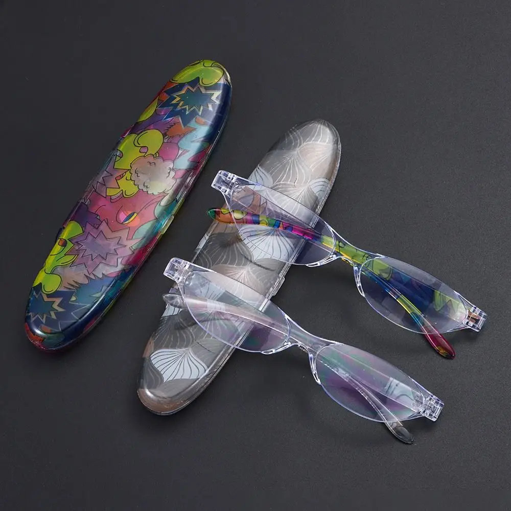 Floral Small Oval Reading Glasses with Case Vintage Anti Blue Light Eyewear Women Men Spring Hinge Computer Readers Eyeglasses