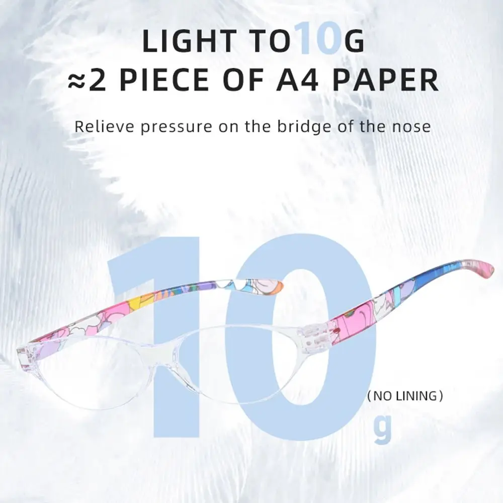 Floral Small Oval Reading Glasses with Case Vintage Anti Blue Light Eyewear Women Men Spring Hinge Computer Readers Eyeglasses