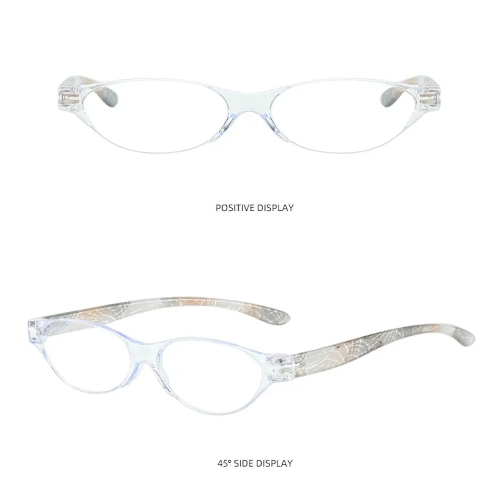 Floral Small Oval Reading Glasses with Case Vintage Anti Blue Light Eyewear Women Men Spring Hinge Computer Readers Eyeglasses