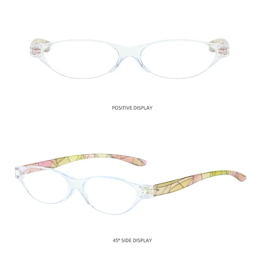 Floral Small Oval Reading Glasses with Case Vintage Anti Blue Light Eyewear Women Men Spring Hinge Computer Readers Eyeglasses