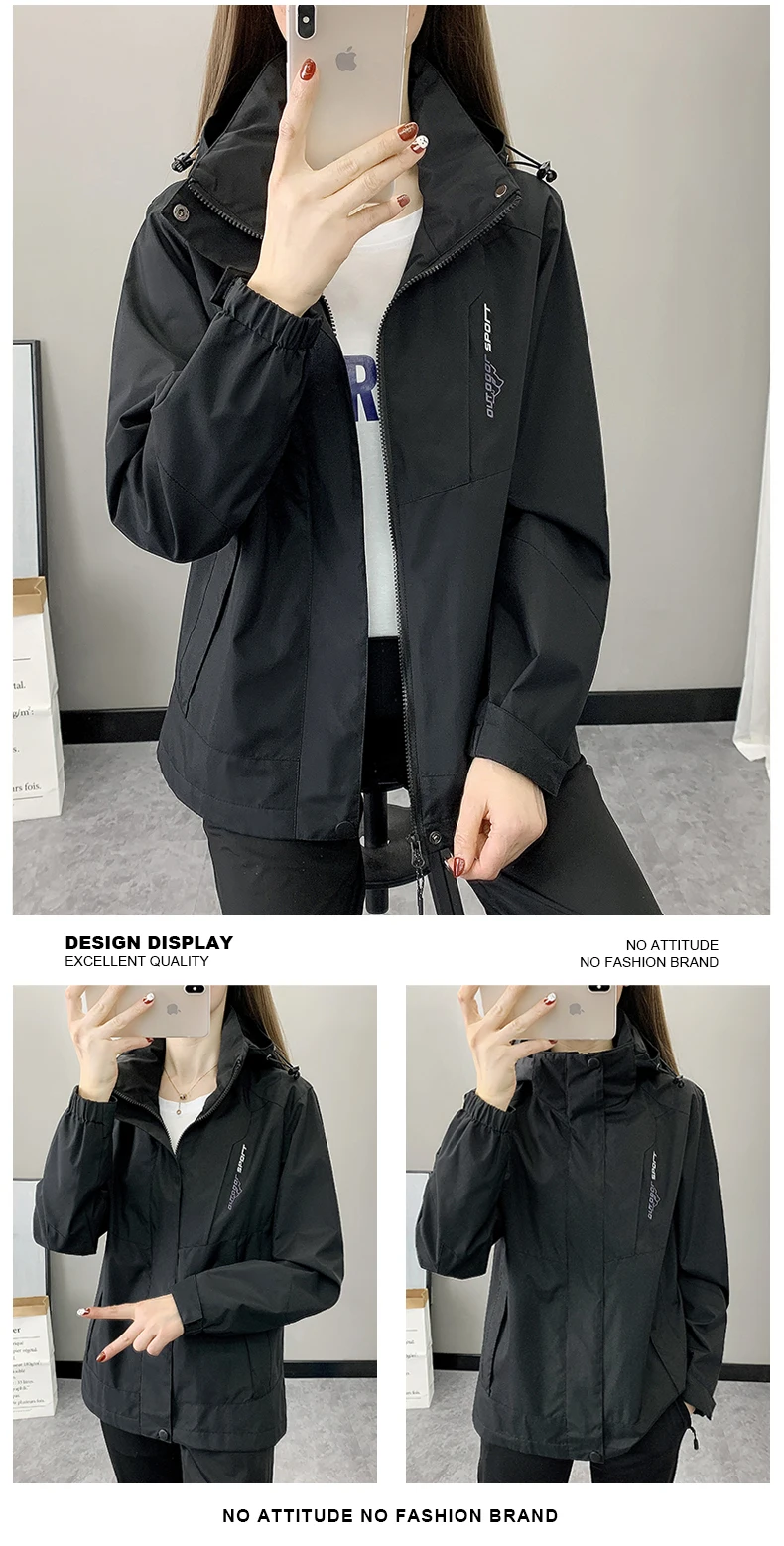 Outdoor Climbing Hiking Jacket Women Patchwork Sports Waterproof Hooded Coat Trekking Mountain Windbreaker Jackets Raincoat