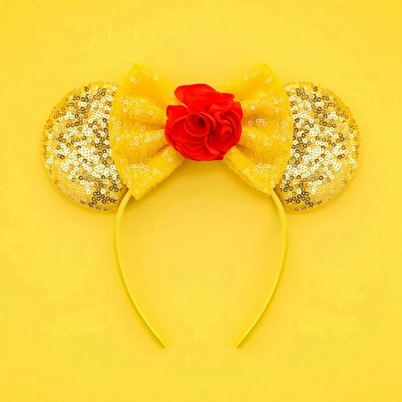 Beauty and Beast Baby Headbands Girls Belle Hair Accessories Enchanted Rose Ear Hairband Kid Crown Bow Headwear Baby Photography