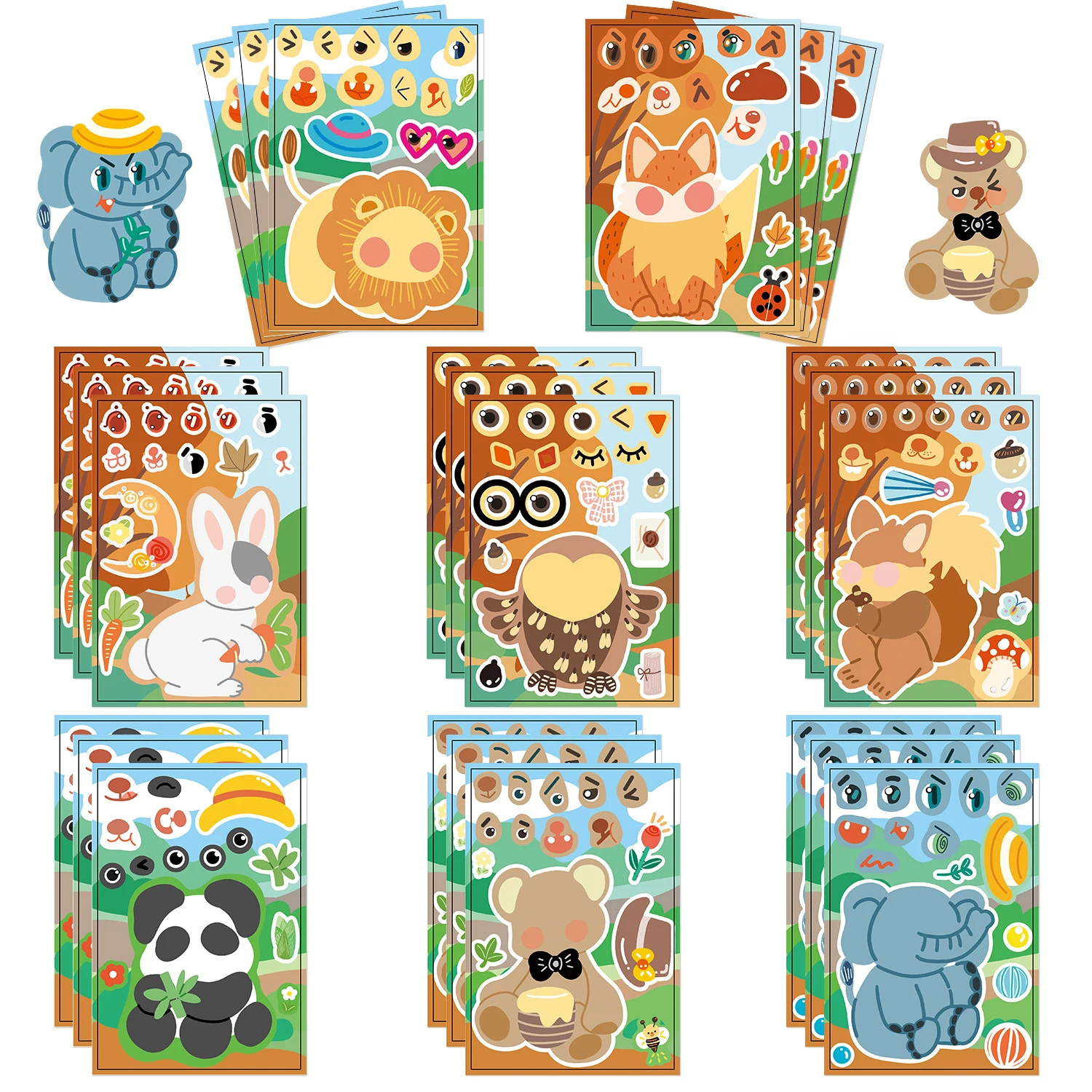 8PCS Forest Animal Stickers Cute Cartoon Account Material Phone Case Laptop Luggage Bottle Waterproof Stickers