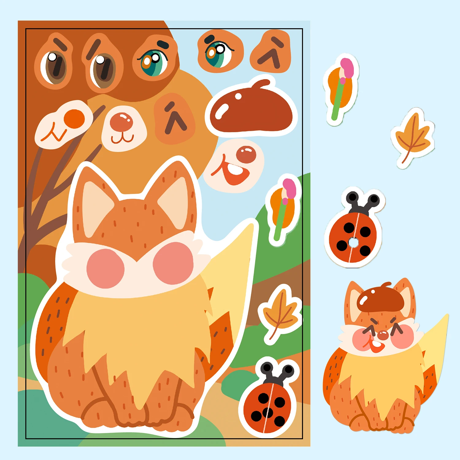 8PCS Forest Animal Stickers Cute Cartoon Account Material Phone Case Laptop Luggage Bottle Waterproof Stickers