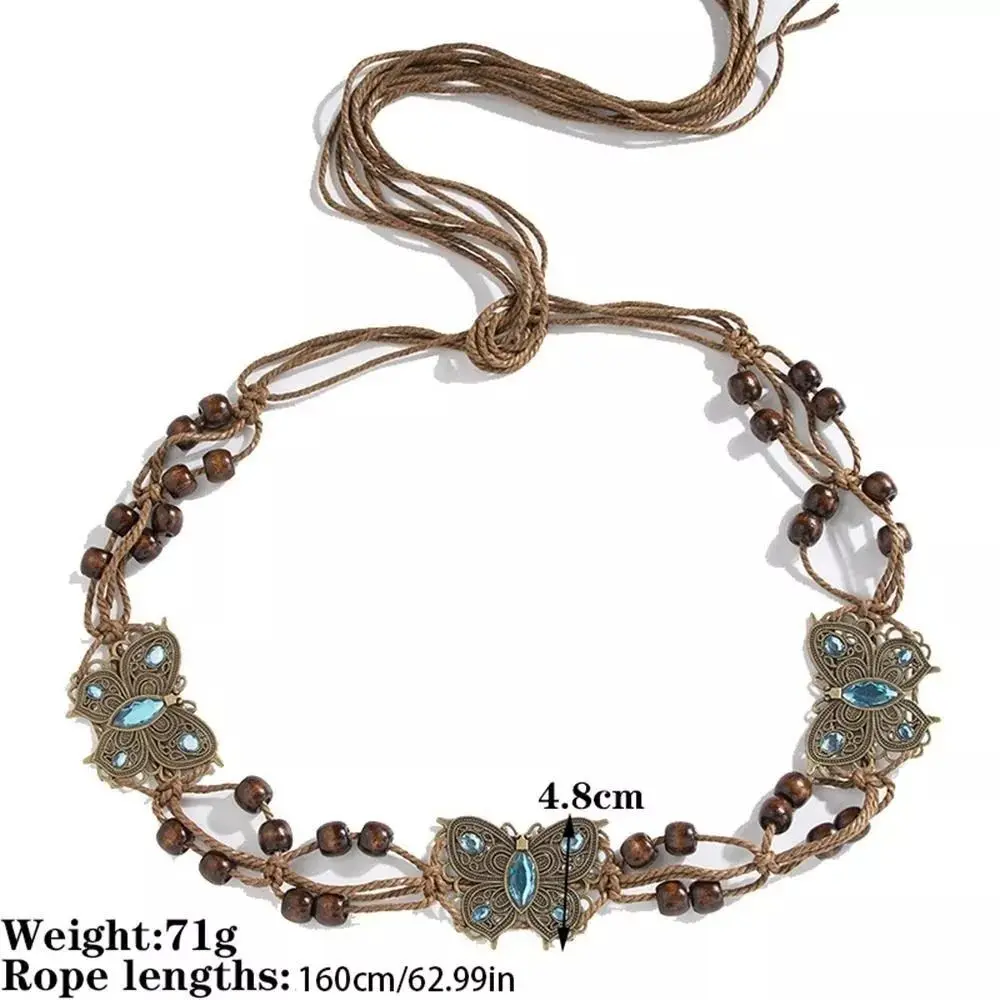 New Butterfly Tassel Waist Chain Y2K Trendy Bohemian Belt Summer Beach Accessories Vintage Flower Bohemian Belt