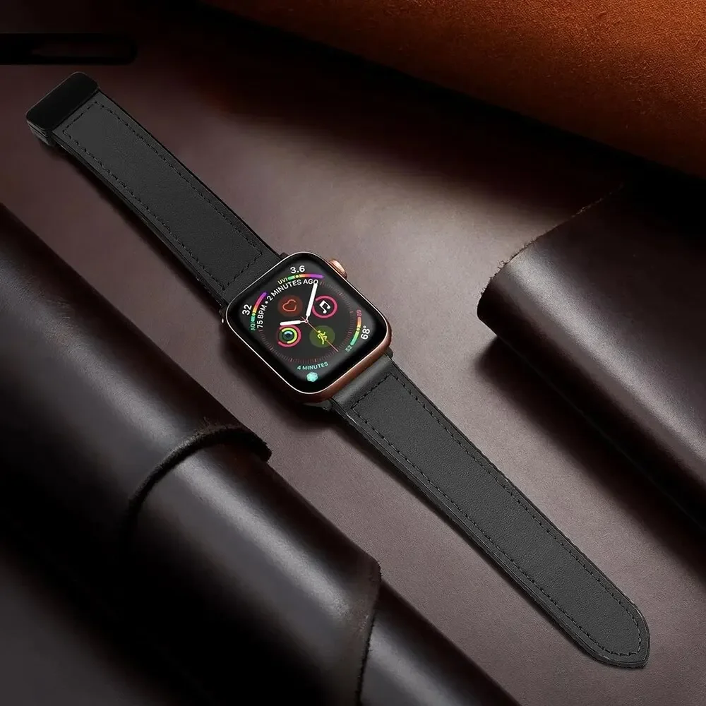 Leather Watch Bands For Apple Watch Band 44mm 40mm 49mm 45mm 41mm 38mm Bracelet IWatch Series 8 3 SE 6 7 Ultra Watch Strap