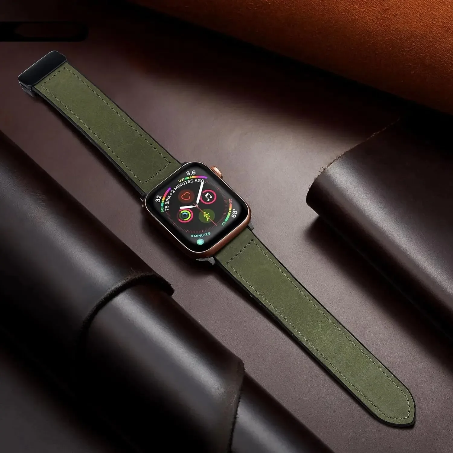 Leather Watch Bands For Apple Watch Band 44mm 40mm 49mm 45mm 41mm 38mm Bracelet IWatch Series 8 3 SE 6 7 Ultra Watch Strap
