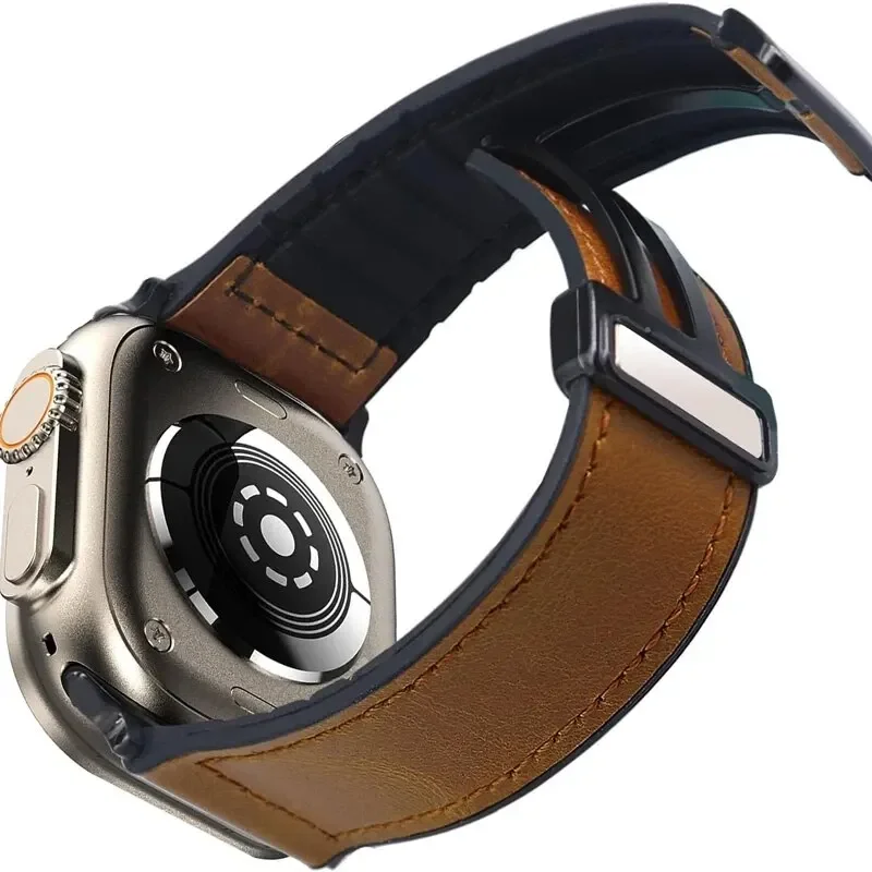Leather Watch Bands For Apple Watch Band 44mm 40mm 49mm 45mm 41mm 38mm Bracelet IWatch Series 8 3 SE 6 7 Ultra Watch Strap