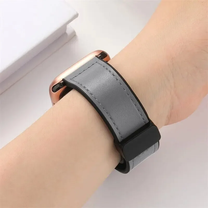 Leather Watch Bands For Apple Watch Band 44mm 40mm 49mm 45mm 41mm 38mm Bracelet IWatch Series 8 3 SE 6 7 Ultra Watch Strap