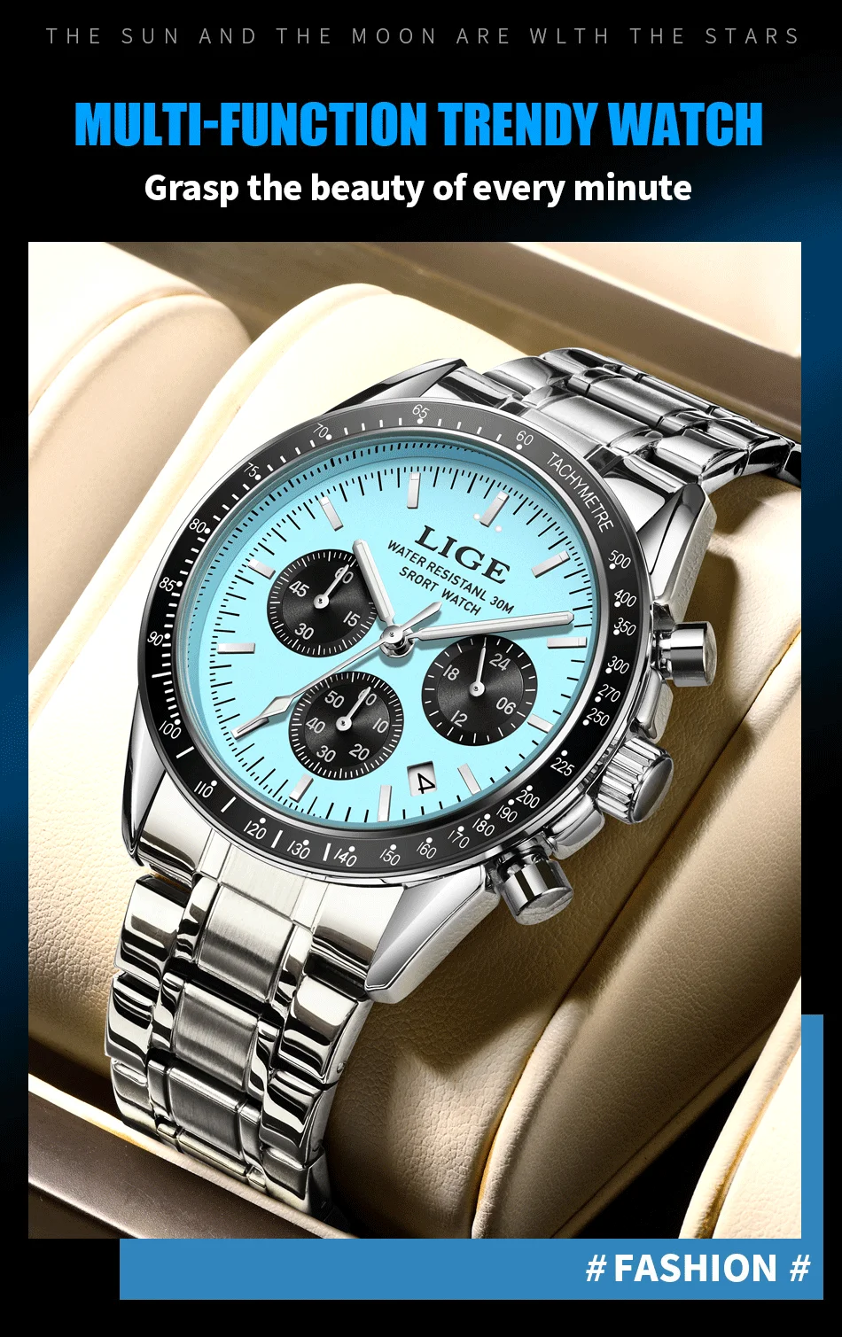LIGE Top Brand Luxury Men Watches Luminous Calendar Business Quartz Watch Mens Sports Waterproof Stainless Steel Man Wristwatch