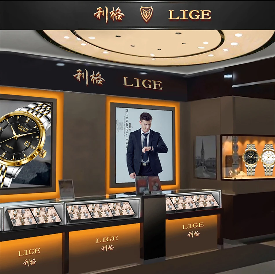 LIGE Top Brand Luxury Men Watches Luminous Calendar Business Quartz Watch Mens Sports Waterproof Stainless Steel Man Wristwatch