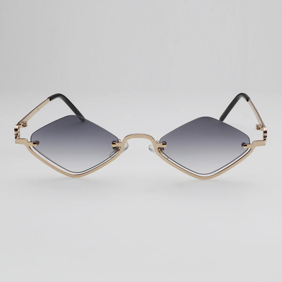 Fashion Small Polygonal Sunglasses Women Luxury Brand Metal Half Frame Sun Glasses Ladies Hipster Sexy Cat Eye Shades Vintage