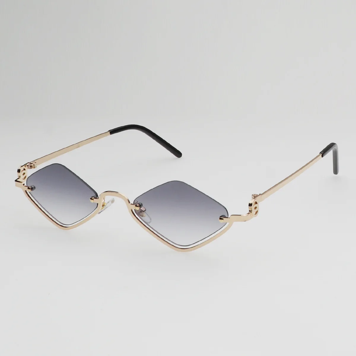 Fashion Small Polygonal Sunglasses Women Luxury Brand Metal Half Frame Sun Glasses Ladies Hipster Sexy Cat Eye Shades Vintage