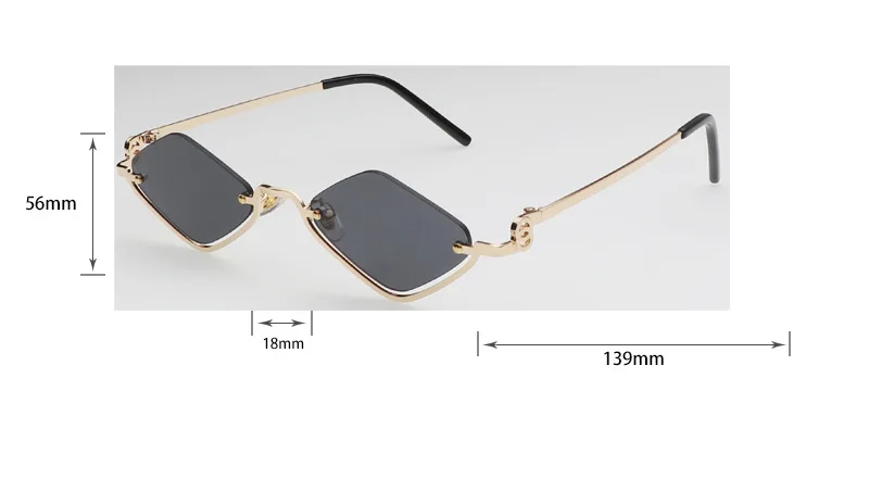 Fashion Small Polygonal Sunglasses Women Luxury Brand Metal Half Frame Sun Glasses Ladies Hipster Sexy Cat Eye Shades Vintage