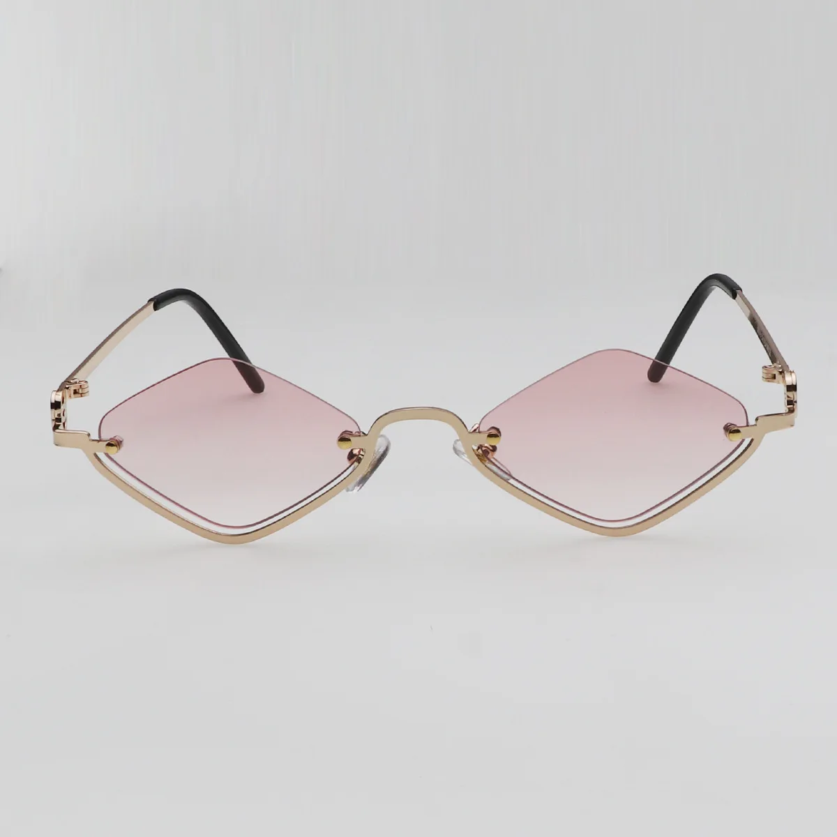 Fashion Small Polygonal Sunglasses Women Luxury Brand Metal Half Frame Sun Glasses Ladies Hipster Sexy Cat Eye Shades Vintage