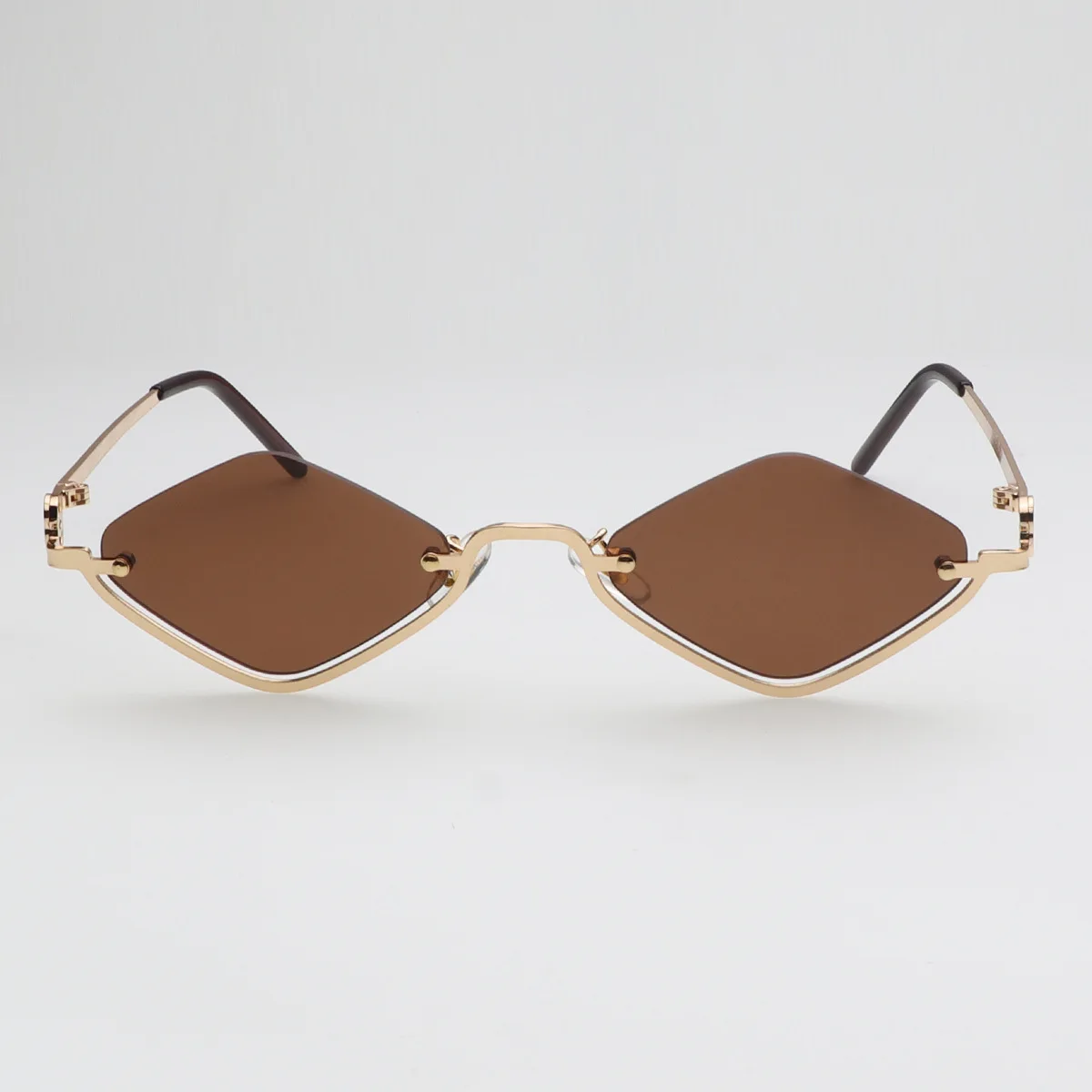 Fashion Small Polygonal Sunglasses Women Luxury Brand Metal Half Frame Sun Glasses Ladies Hipster Sexy Cat Eye Shades Vintage