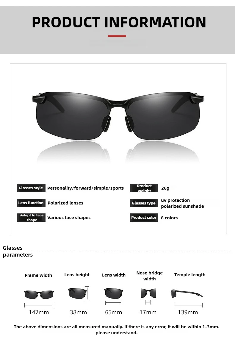 Day and Night Vision Sunglasses Polarized Smart Photochromic Sun Glasses for Man Woman Camping Fishing Driving Climbing Cycling