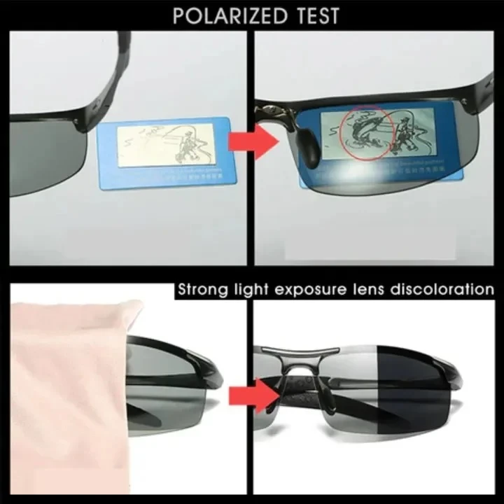 Day and Night Vision Sunglasses Polarized Smart Photochromic Sun Glasses for Man Woman Camping Fishing Driving Climbing Cycling