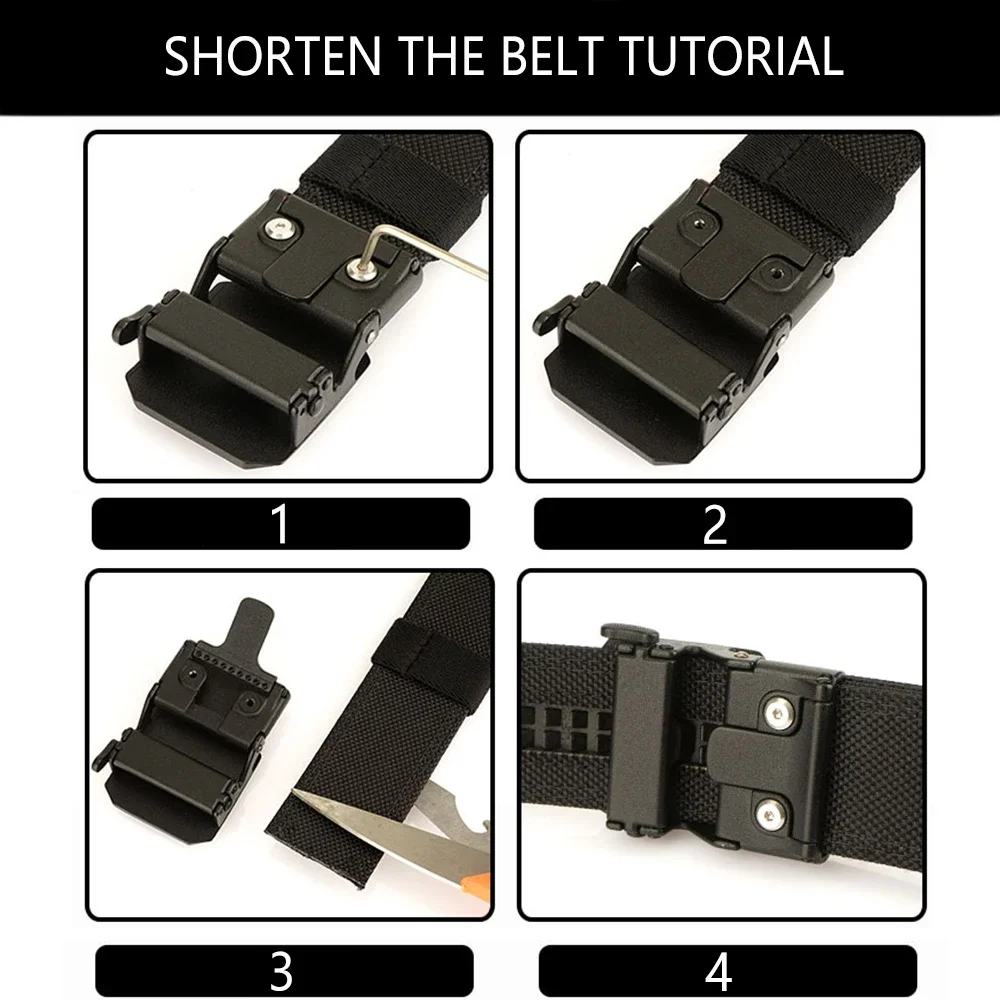 TUSHI Brand Double Layered Thickened Tactical Belt Men's Outdoor Nylon 3.8 Wide Upgraded Automatic Buckle Gun Belt