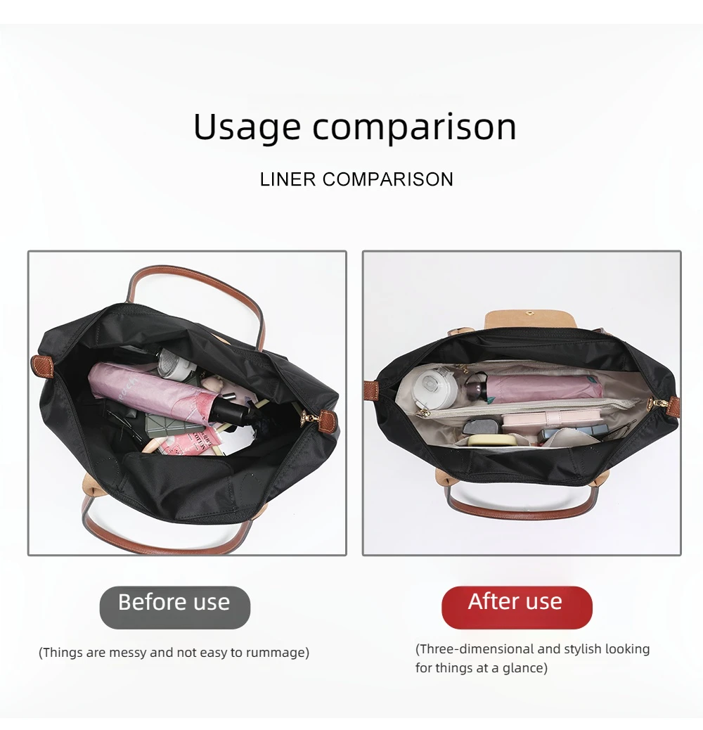 Purse Organizer Insert for Handbags, Felt Bag Organizer for Tote & Purse,  Compatible with longchamp