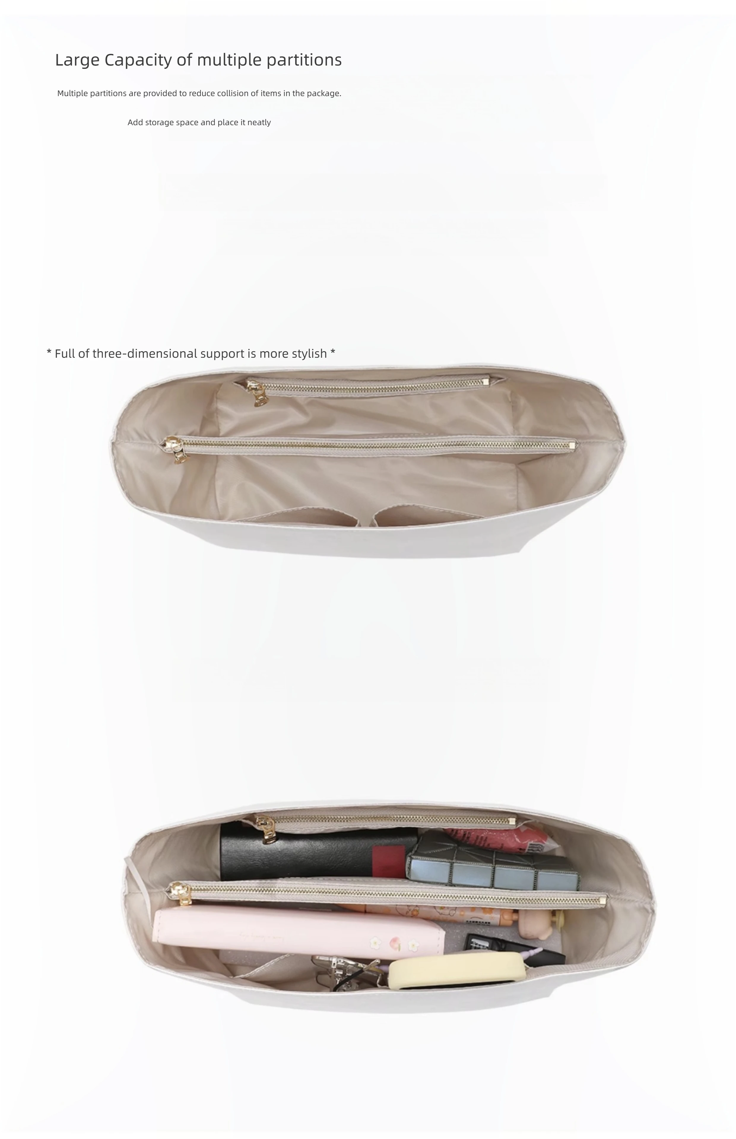 Purse Organizer Insert for Handbags, Felt Bag Organizer for Tote & Purse,  Compatible with longchamp