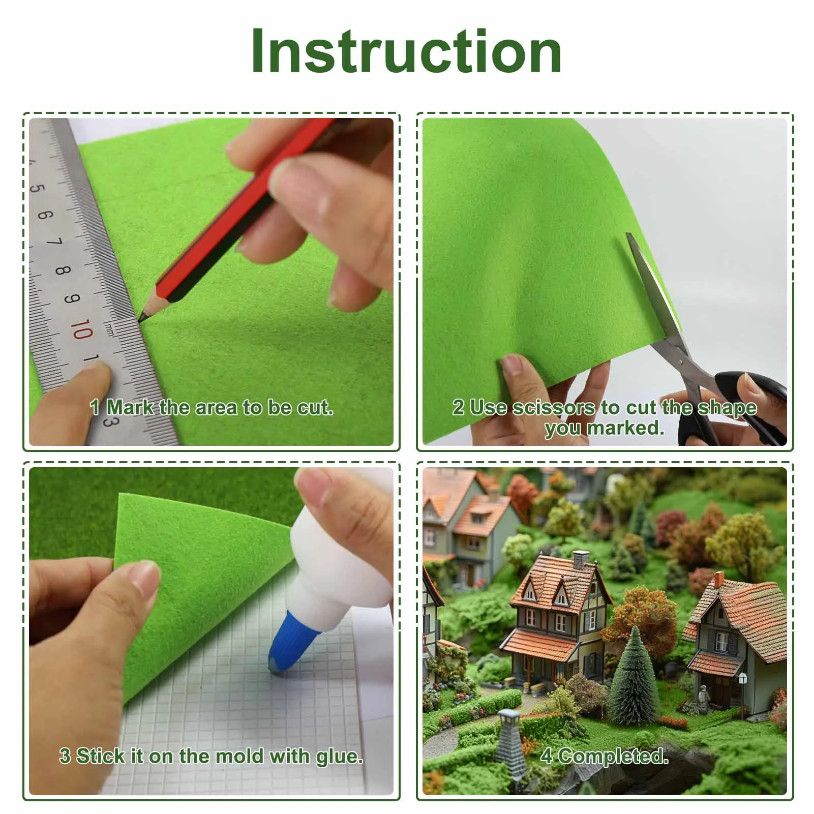 Evemodel 41cm*99cm Grass Mat 3mm 5mm 8mm Thick Artificial Lawn Carpet for DIY Project Model Architectural Layout